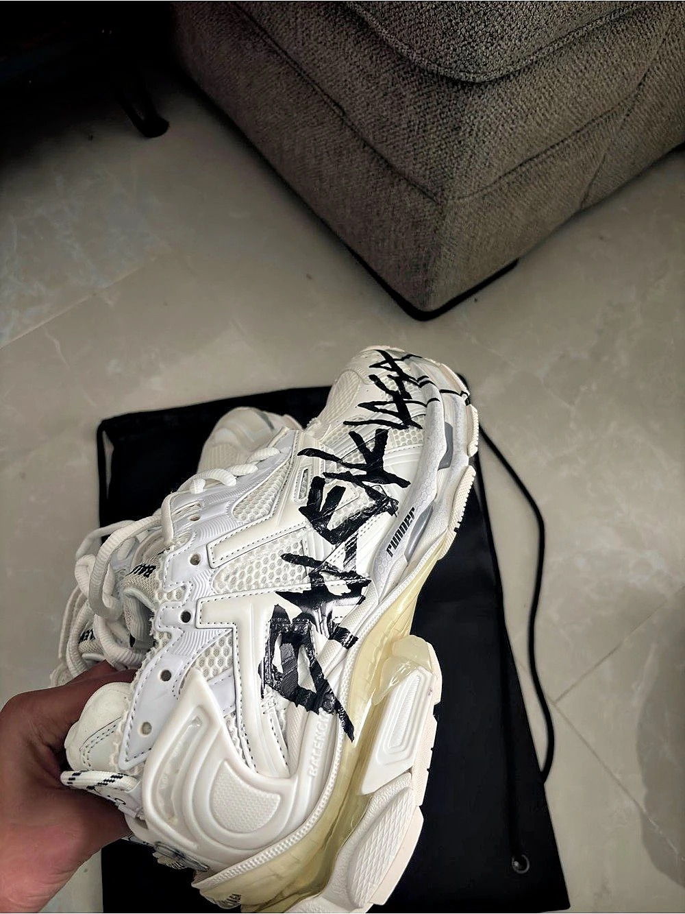 Balenciaga Triple S Graffiti Sneakers in White
